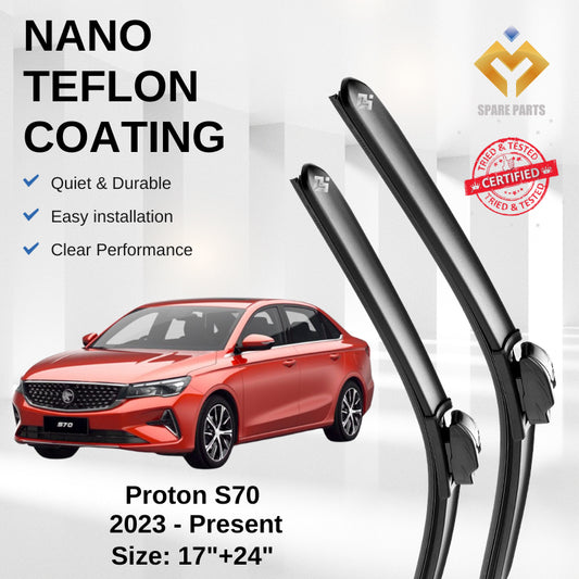 Proton S70 Premium Japan Tech Car Wiper 24"+17" Type 04 Clip-Include Free Microfibre Cleaning Cloth!