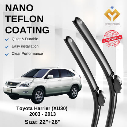 Toyota Harrier XU30 Premium Quality Japan Nano Car Wiper 1set 22"+26" Type 14 Clip Free Microfibre Cloth