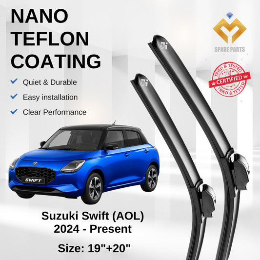 Suzuki Swift (AOL) 2024 Premium Japan Tech Car Wiper Accessories 19”+20” Universal Hook–Includes Free Microfibre Cloth!