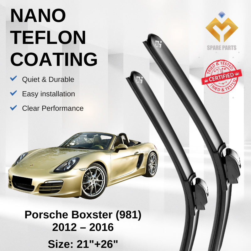 Porsche Boxster (981) 2012-2016 Premium Japan Tech Car Wiper Accessories 21”+23” Type 01/04 Clip- Includes Free Gift
