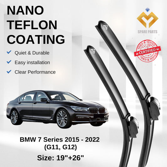 BMW 7 Series 2015-2022 (G11, G12) Premium Quality Japan Tech Car Wiper 1set 19"+26" Type 01/04 Clip