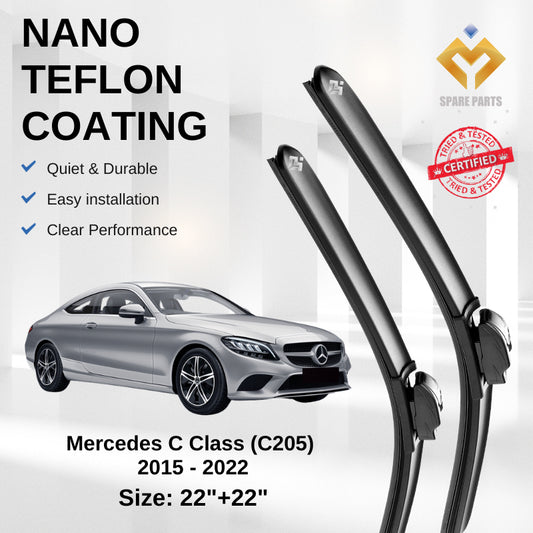 Mercedes C-Class (C205) 2015-2022 Premium Japan Tech Car Wiper Accessories 22”+22” Type 11 Clip- Includes Free Gift