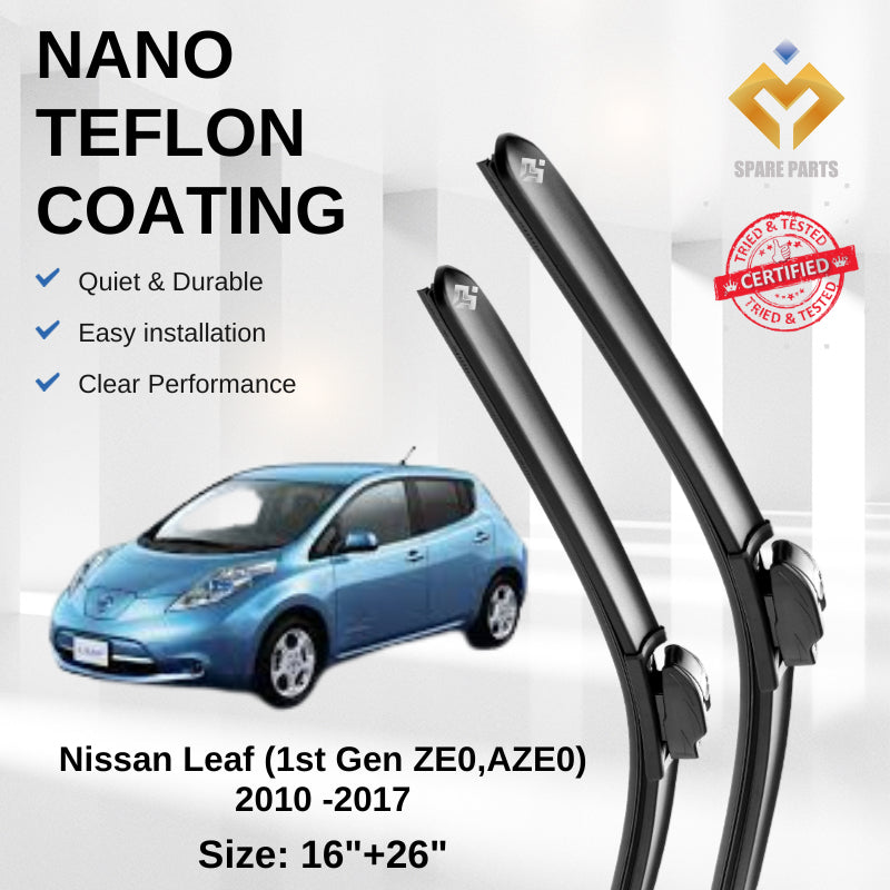 Nissan Leaf 1st Gen ZE0 AZE0 2010 Premium Quality Japan Tech Car Wiper 1set 16"+26" U Hook Free Microfibre Cloth