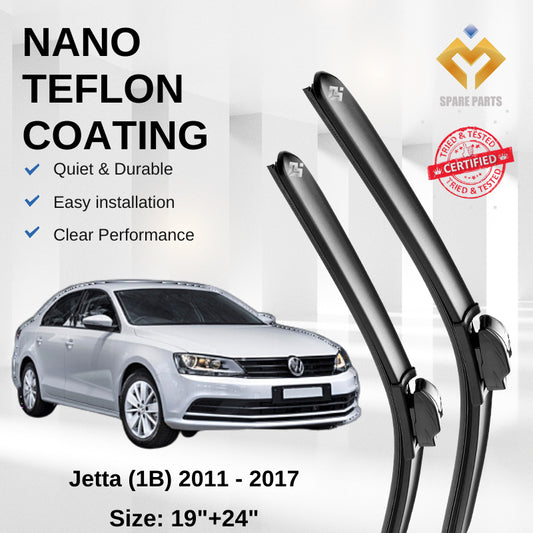 Volkswagen Jetta 1B (2011-2017) Premium Japan Tech Car Wiper 19”+24” Type 04 Clip, Free Microfibre Cleaning Cloth