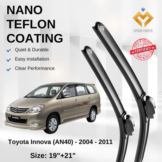 Toyota Innova AN40 FaceLift Premium Quality Japan Nano Car Wiper 1set 19"+21" U Hook Free Microfibre Cloth