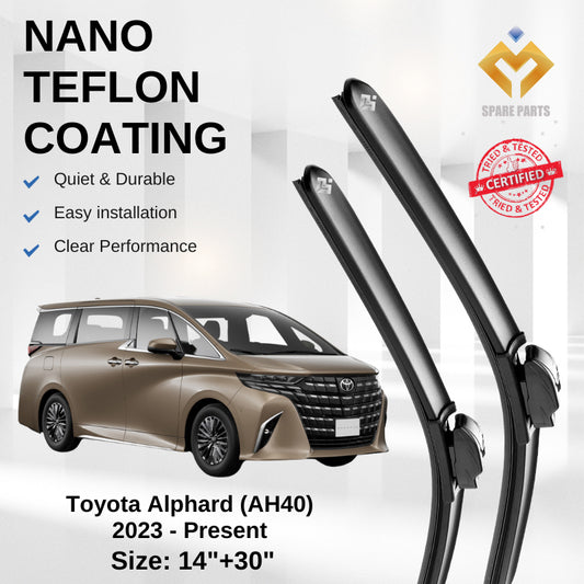 Toyota Alphard AH40 2023 Premium Japan Tech Car Wiper Accessories 14”+30” Type 12 Clip- Includes Free Microfibre  Cloth!