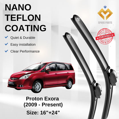 Proton Exora/Preve Premium Quality Japan Tech Car Wiper Accessories 16"+24" Universal Hook-Include Free Microfibre Cloth