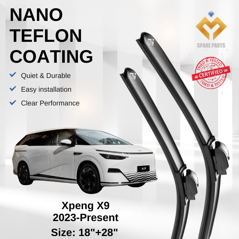 Xpeng X9 2023-Present Premium Japan Tech Car Wiper Accessories 18”+28” Type 16 Clip- Includes Free Microfibre  Cloth!