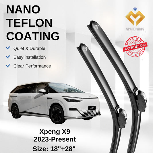 Xpeng X9 2023-Present Premium Japan Tech Car Wiper Accessories 18”+28” Type 16 Clip- Includes Free Microfibre  Cloth!