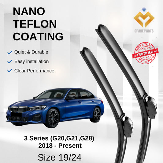 BMW 3 Series G20 G21 G28 2018-Present Premium Quality Japan Tech Car Wiper 1set 19"+24" Type 07 Clip-Include Free Gift!