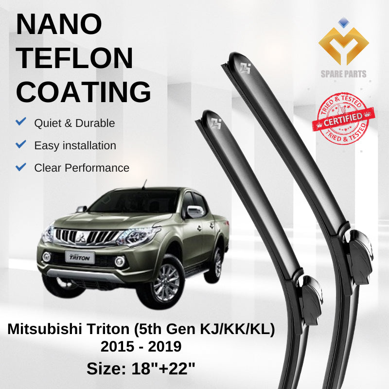 Mitsubishi Triton 5th Gen Facelift Premium Quality Japan Tech Car Wiper 1set 18"+22" U Hook Free Microfibre Cloth