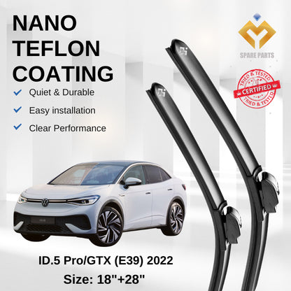Volkswagen ID.5 Pro/GTX (E39) 2022 Premium Quality Japan Tech Car Wiper 1set 18"+28" Type 04 Clip Free Microfibre Cloth