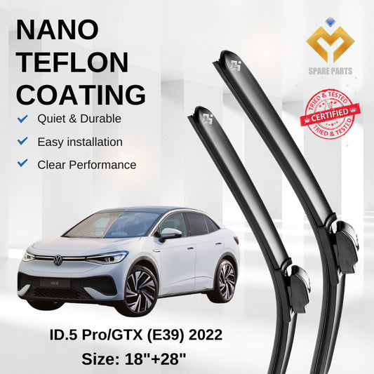 Volkswagen ID.5 Pro/GTX (E39) 2022 Premium Quality Japan Tech Car Wiper 1set 18"+28" Type 04 Clip Free Microfibre Cloth