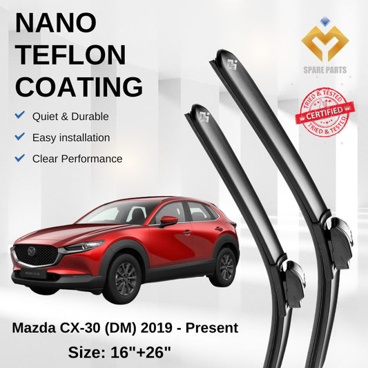 Mazda CX30 2019 Premium Japan Tech Car Wiper Accessories 16”+26” Universal Hook–Includes Free Microfibre Cloth!