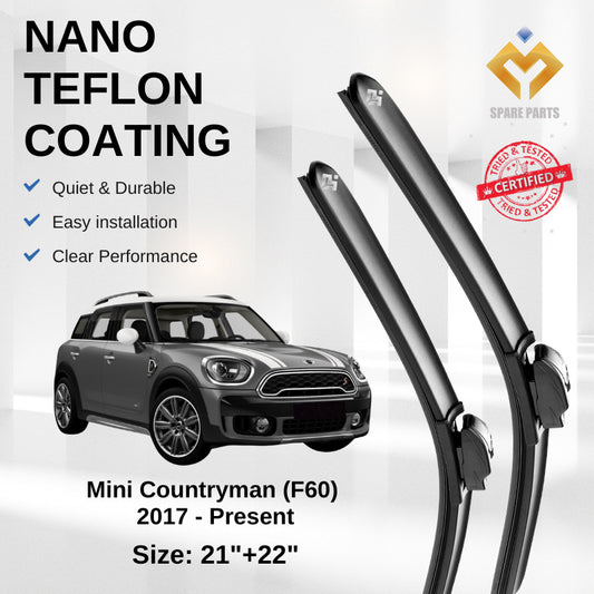 Mini Cooper Countryman F60 (2017) Premium Japan Tech Car Wiper 21"+22" Type 15 Clip, Free Microfibre Cleaning Cloth