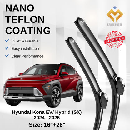 Hyundai Kona EV/Hybrid (SX) 2024 - 2025 Premium Japan Tech Car Wiper Accessories 16”+26” Type 02 Clip-Includes Free Gift